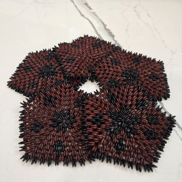 vintage Handcrafted Hawaiian Koa Seed Coasters Set Of 5 - Picture 5 of 16